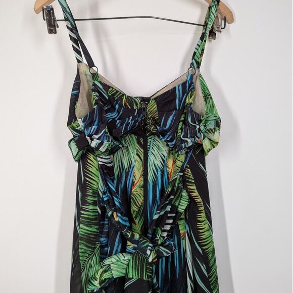 Bronx and Banco Jungle Jumpsuit Tropical Palms Green Black Size XXL Preowned - Picture 11 of 16